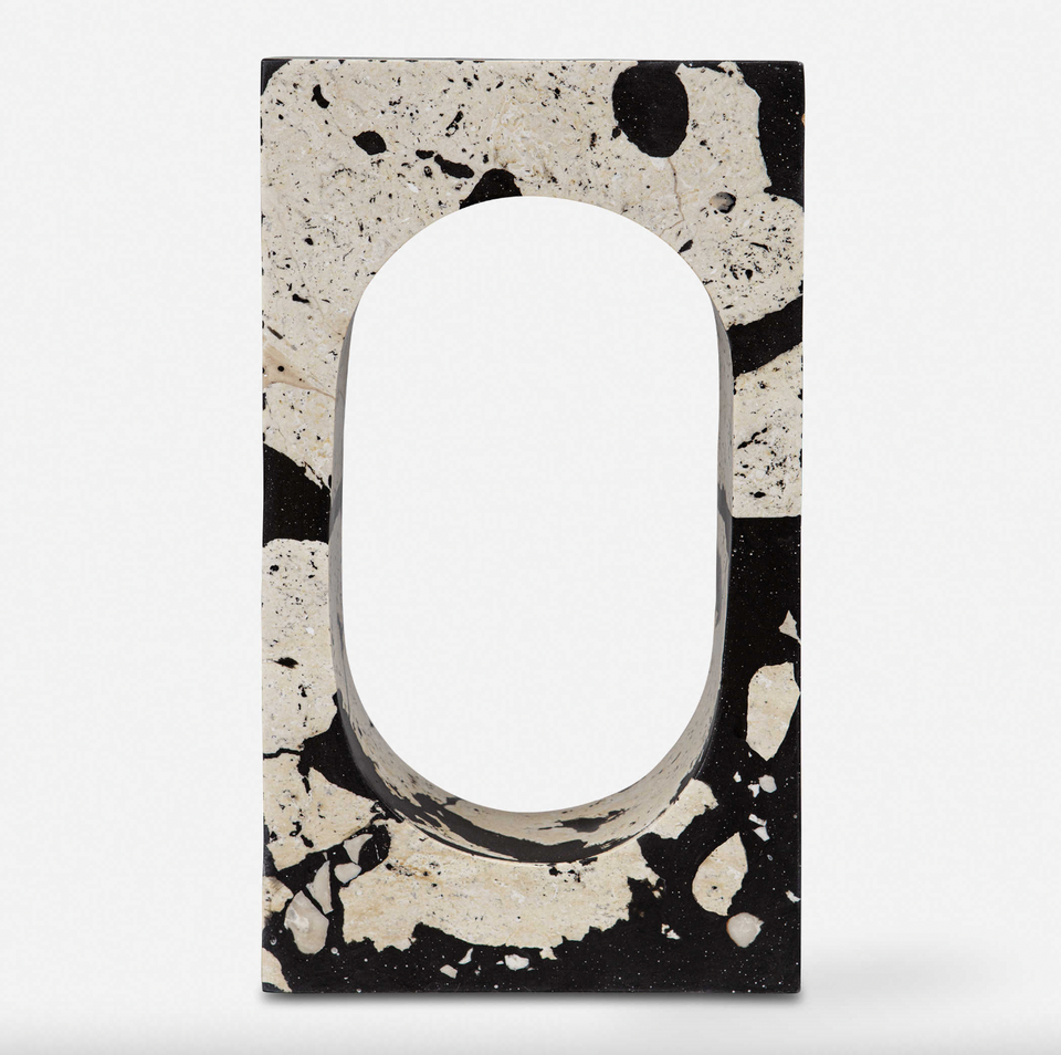 Black and White Speckled Sculpture