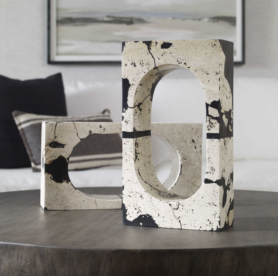 Black and White Speckled Sculpture